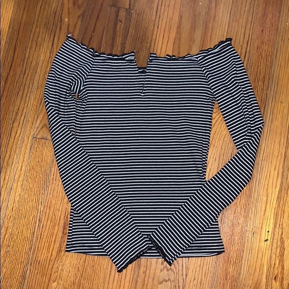 black striped long sleeved shirt